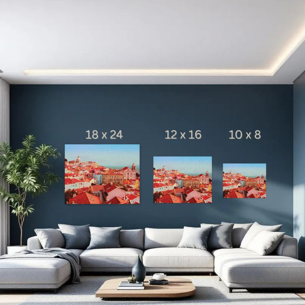 Alfama, Lisbon | Alfama Rooftops Over Tagus | Original Series Gallery Canvas detail