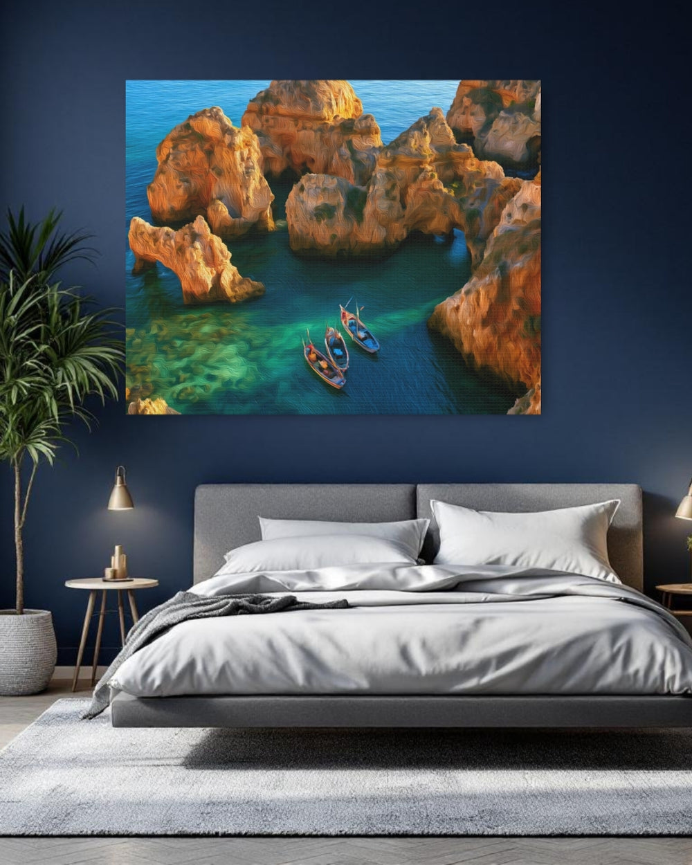Algarve, Portugal | Rocky Coastal Sea Caves | Original Series Gallery Canvas detail