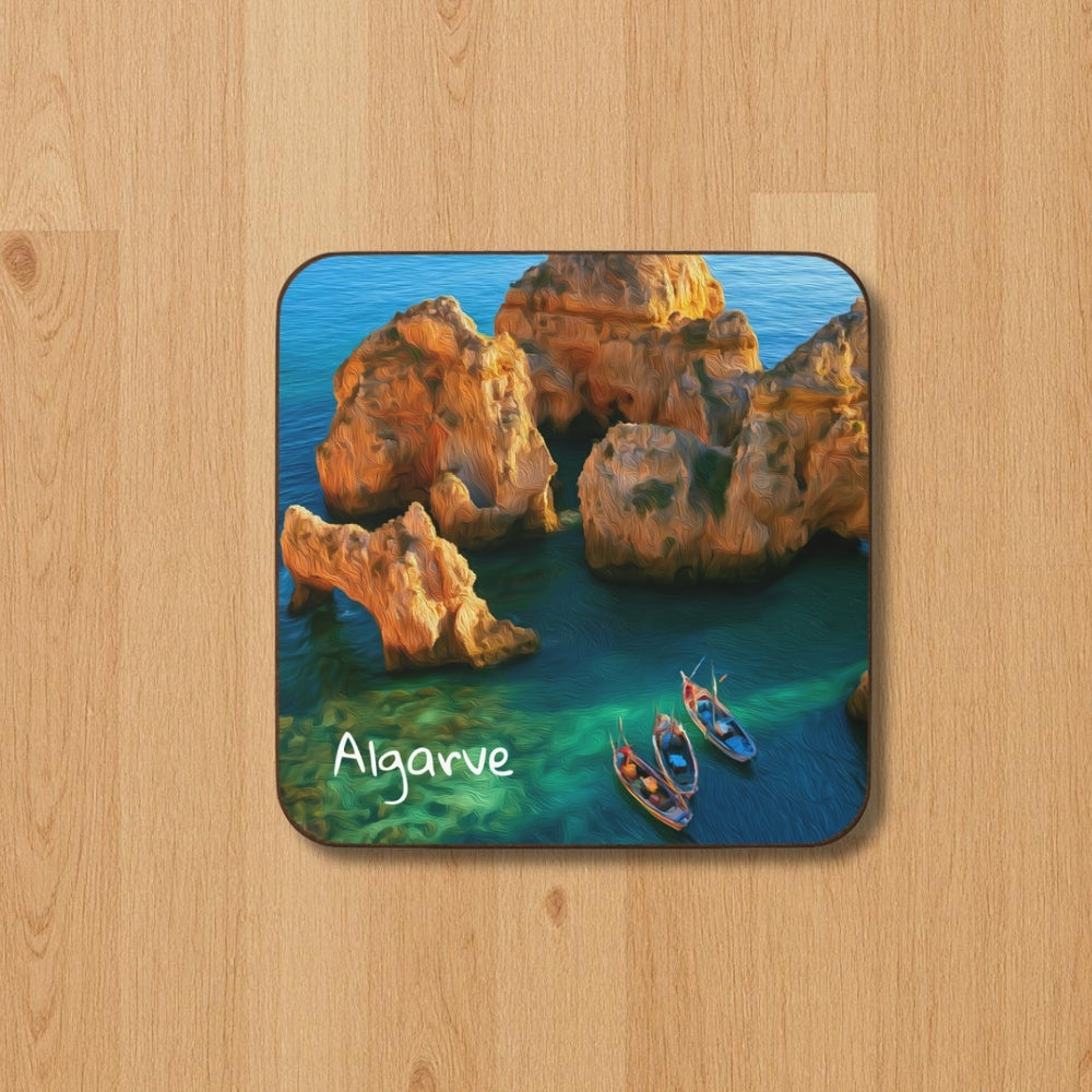 Algarve, Portugal | Rocky Coastal Sea Caves | Original Series Hardboard Coaster