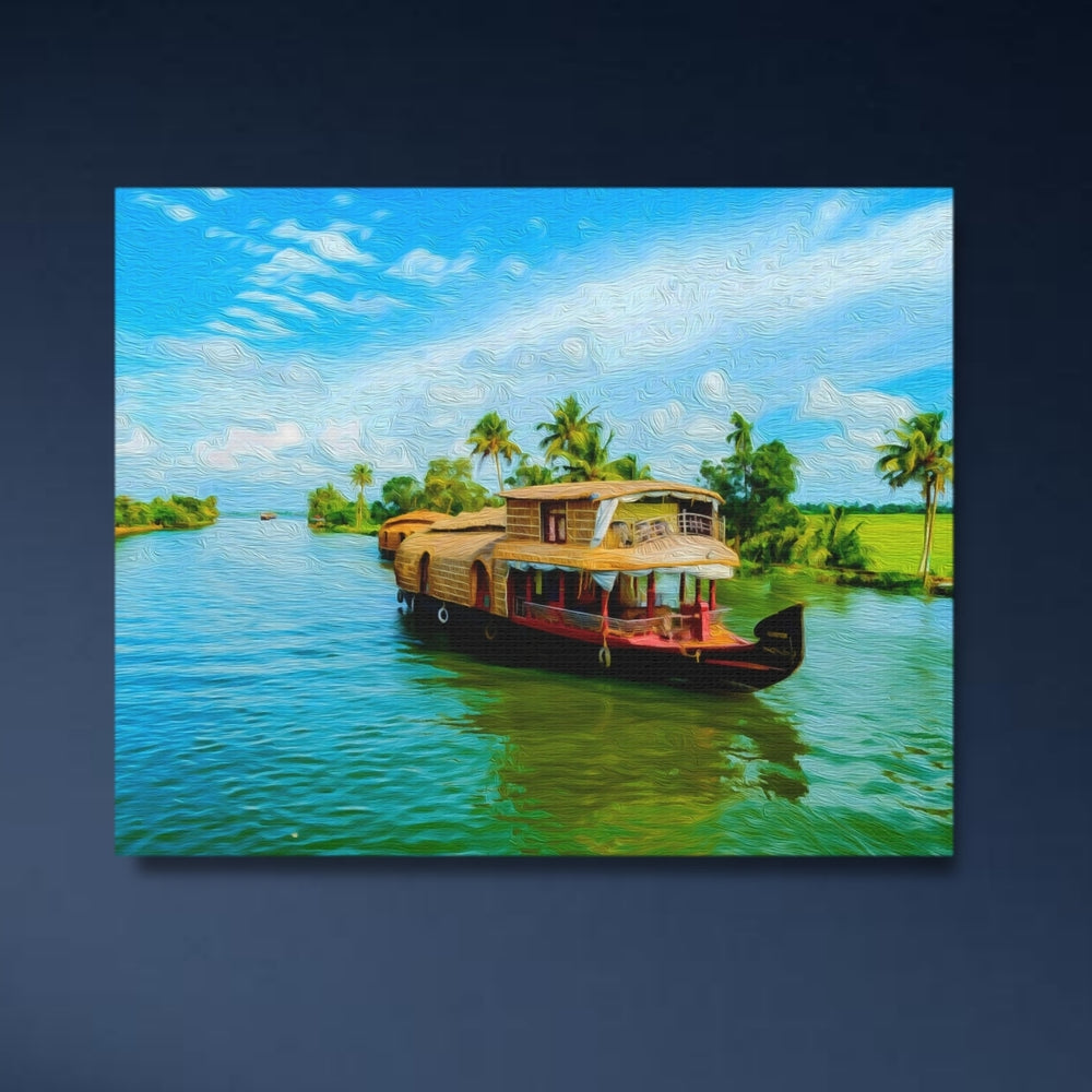 Alleppey, India | Kerala Backwaters Houseboat Cruise | Original Series Gallery Canvas detail
