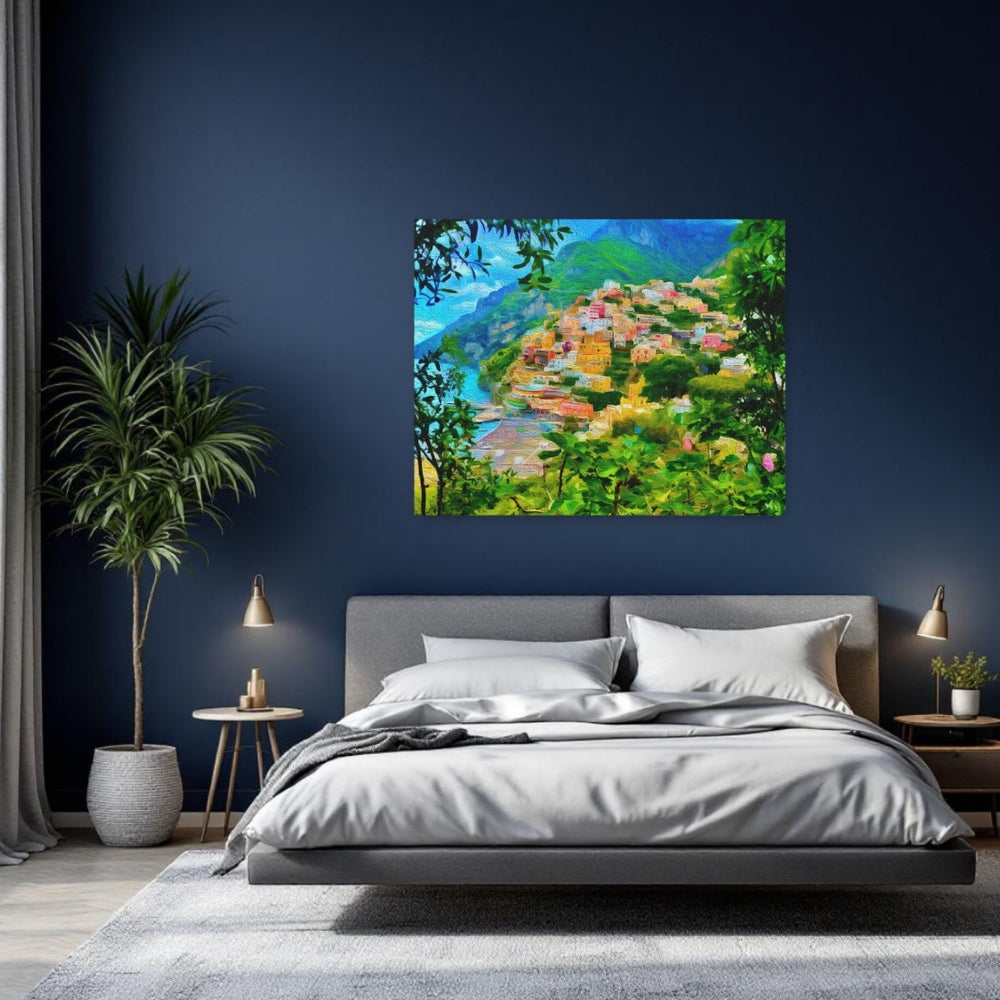 Amalfi Coast, Italy | Positano Hillside Village | Original Series Gallery Canvas detail