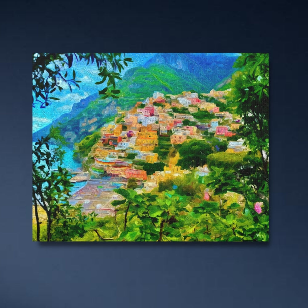 Amalfi Coast, Italy | Positano Hillside Village | Original Series Gallery Canvas detail