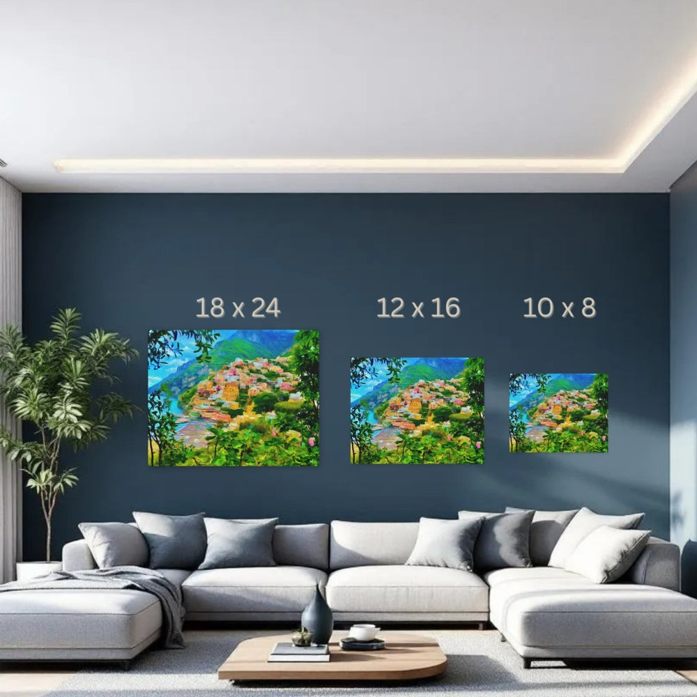 Amalfi Coast, Italy | Positano Hillside Village | Original Series Gallery Canvas detail