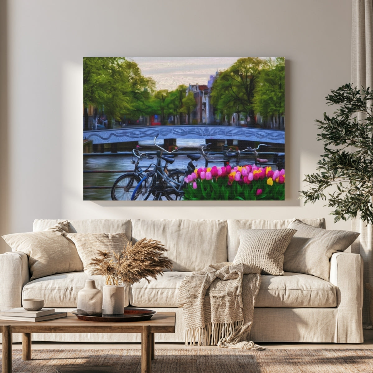Amsterdam Canal Bridge Tulips — Amsterdam, Netherlands, view 1