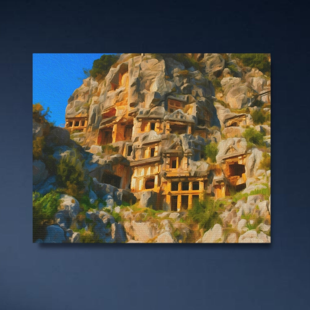 Antalya, Turkey | Ancient Lycian Rock Tombs | Original Series Gallery Canvas detail