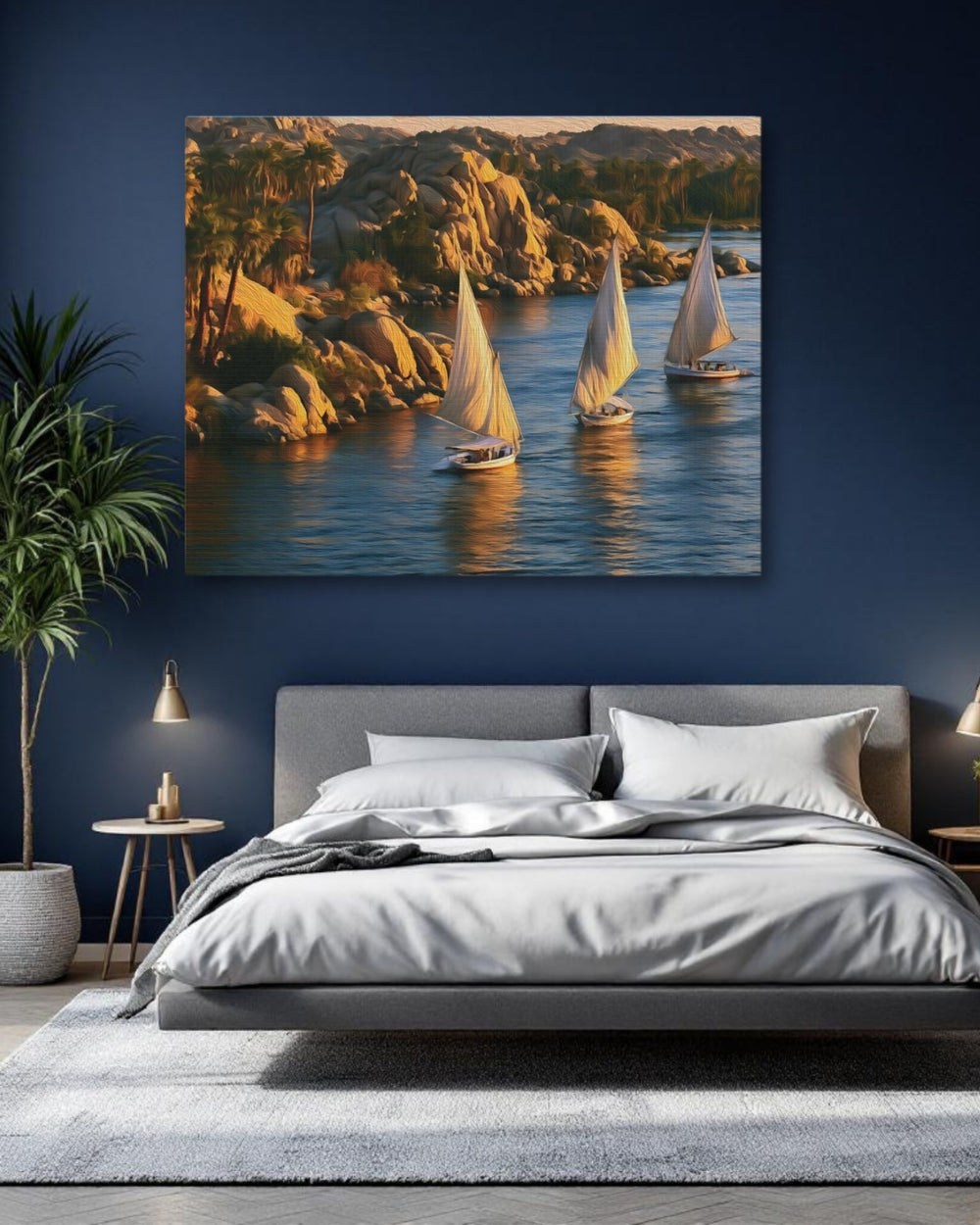 Aswan, Egypt | Feluccas on the Nile | Original Series Gallery Canvas detail