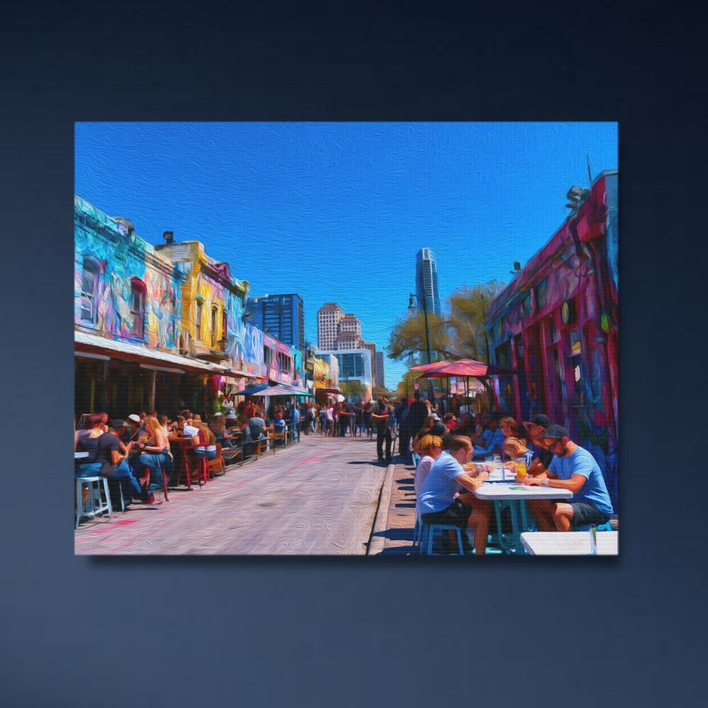 Austin, Texas | Colorful 6th Street District | Original Series Gallery Canvas detail