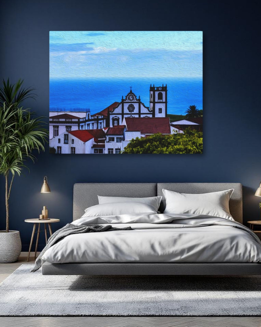 Azores, Portugal | Azores Coastal Church Village | Original Series Gallery Canvas detail