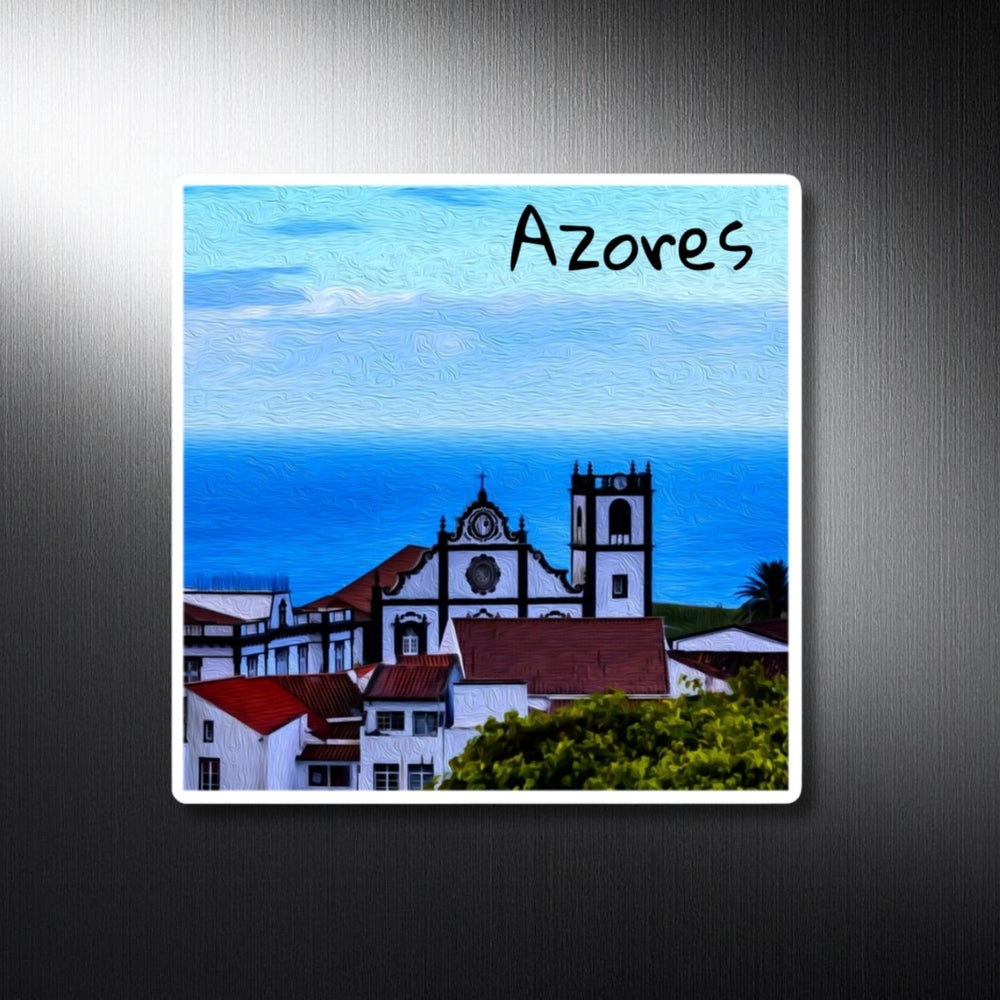 Azores, Portugal | Azores Coastal Church Village | Original Series Decorative Magnet