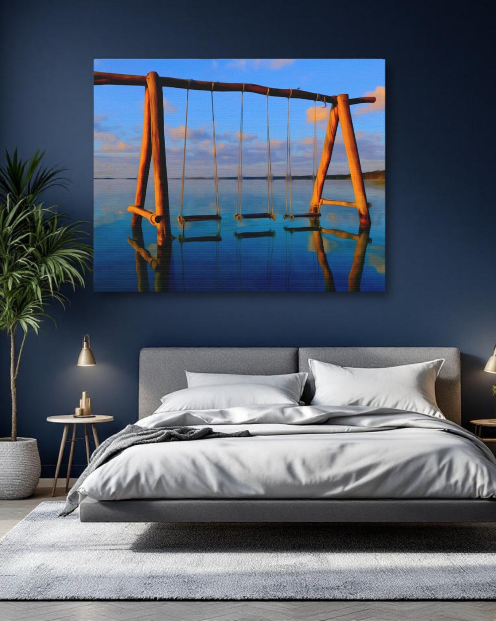 Bacalar, Mexico | Lagoon Swings at Dusk | Original Series Gallery Canvas detail