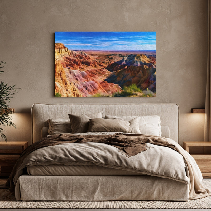 Colorful Badlands Canyon Vista — Badlands National Park, South Dakota, view 6