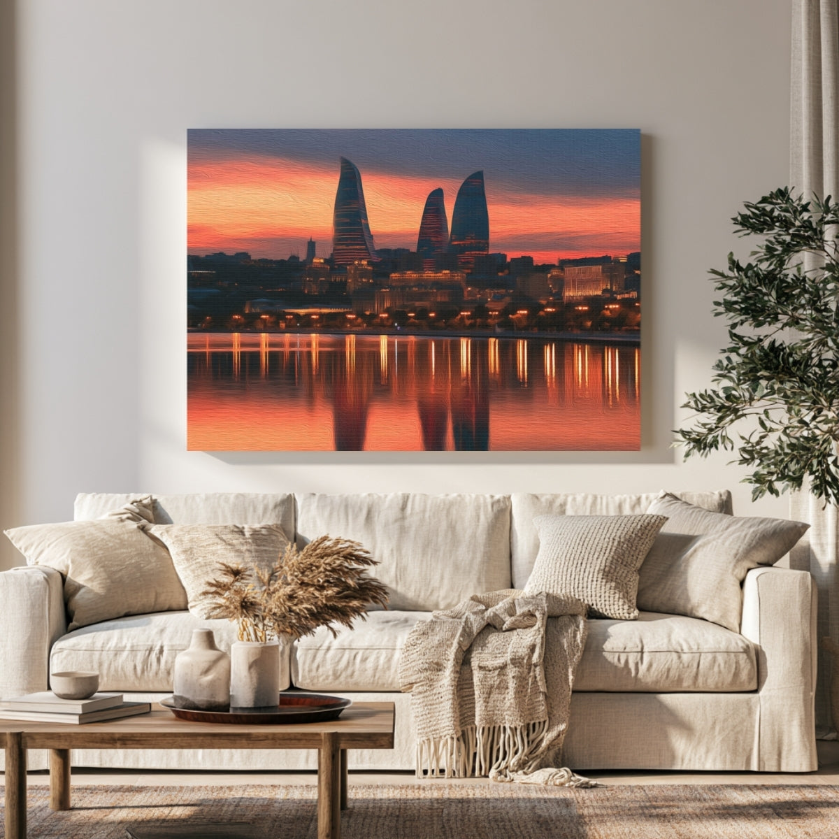 Baku Bayfront Flame Towers Skyline — Baku, Azerbaijan, view 1