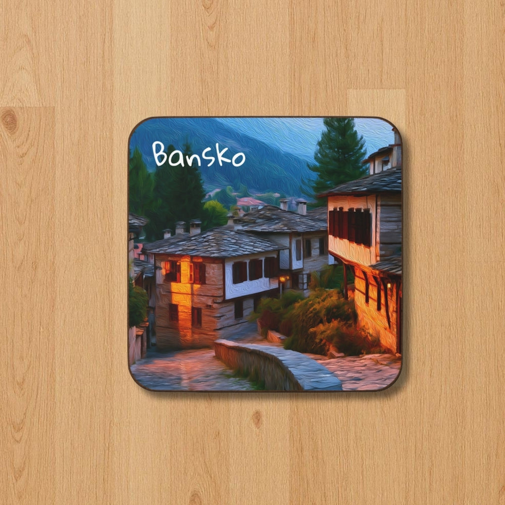 Bansko, Bulgaria | Old Town Stone Streets | Original Series Hardboard Coaster