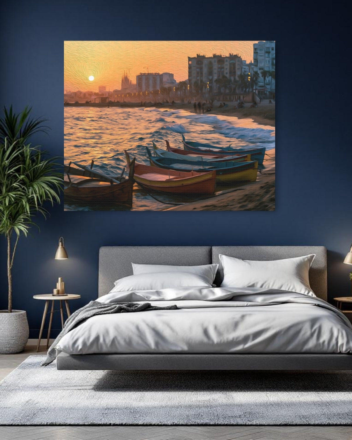 Barceloneta Beach Fishing Boats At Sunset — Barcelona, Spain, study 1