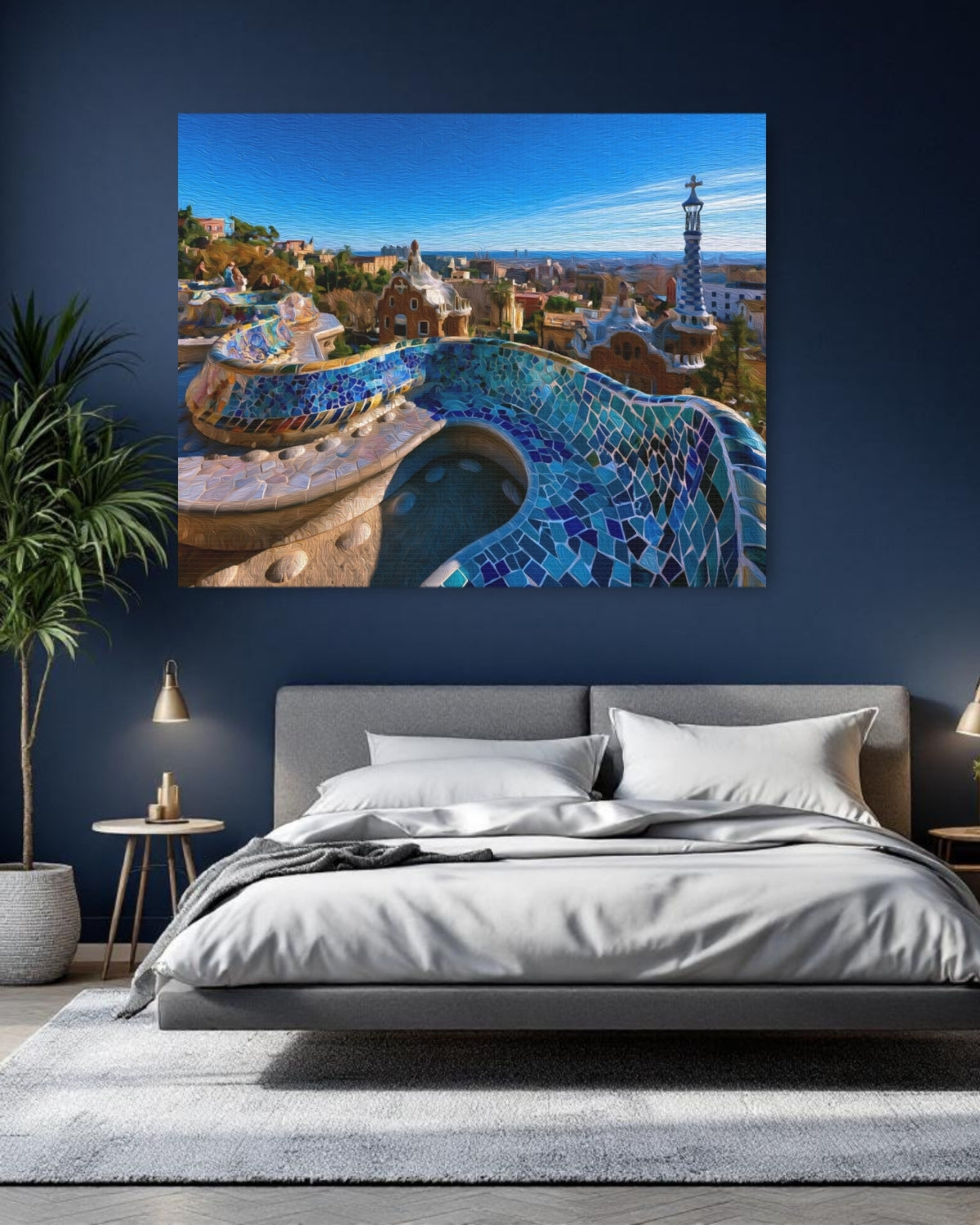 Barcelona, Spain | Park Guell Mosaic Terrace | Original Series Gallery Canvas detail