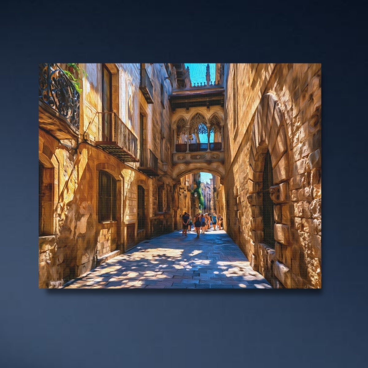 Barcelona, Spain | Carrer del Bisbe Gothic Bridge | Original Series Gallery Canvas close-up detail