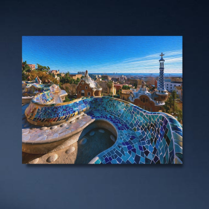 Barcelona, Spain | Park Guell Mosaic Terrace | Original Series Gallery Canvas