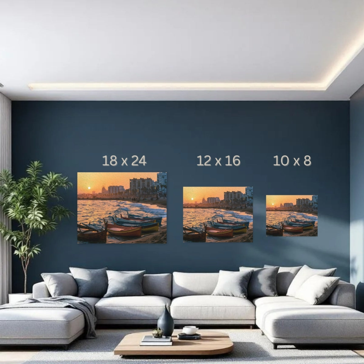 Barcelona, Spain | Barceloneta Beach Sunset Sagrada Familia | Original Series Gallery Canvas detail