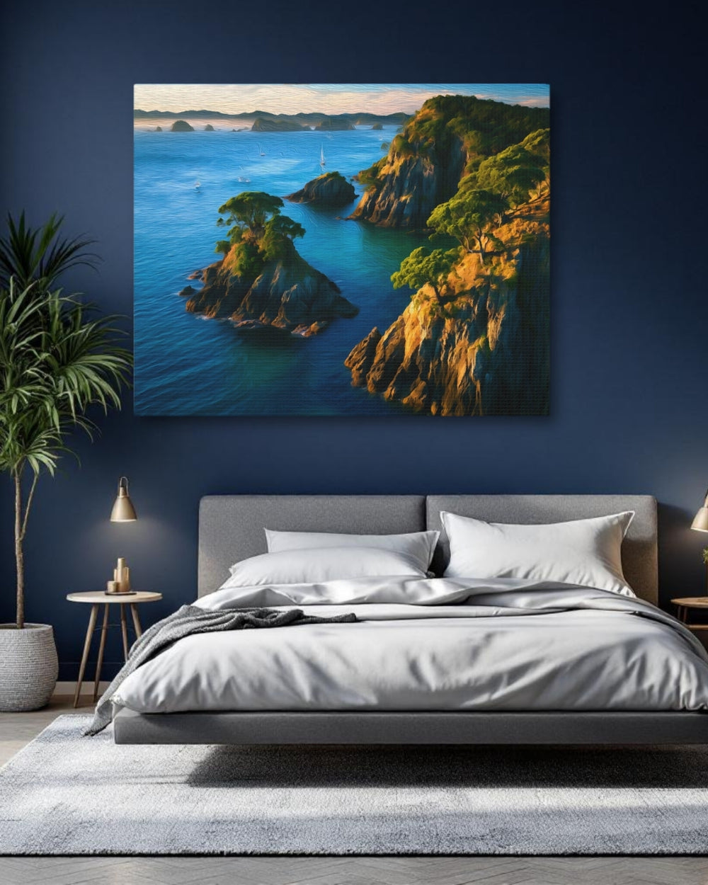 Bay of Islands, New Zealand | Rocky Coastal Island Seascape | Original Series Gallery Canvas detail