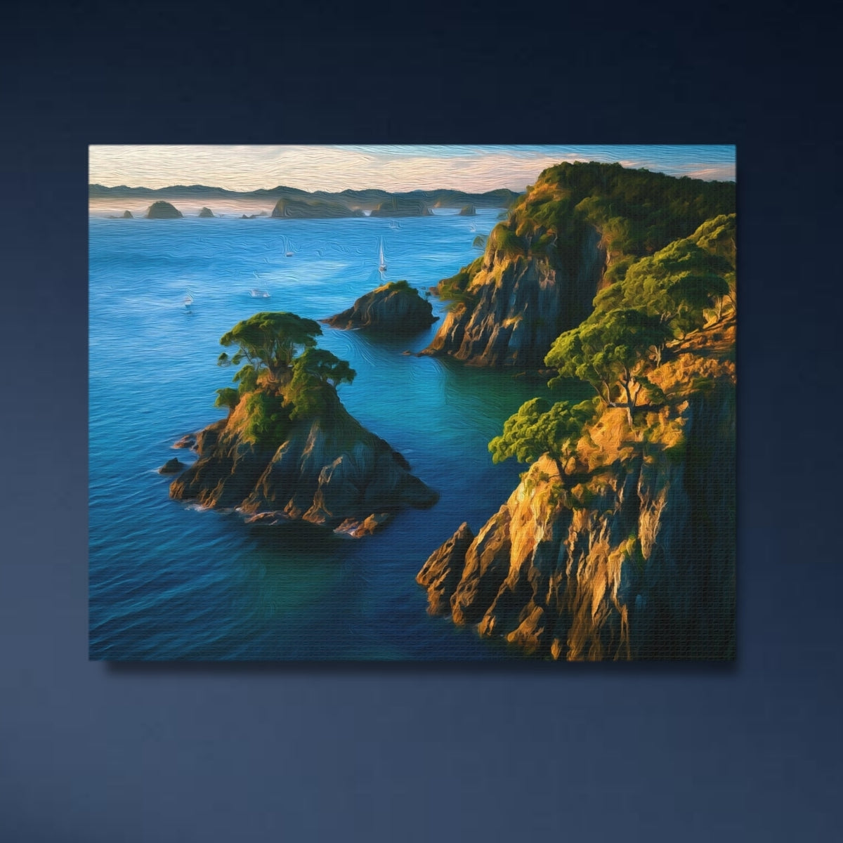 Rocky Coastal Island Seascape — Bay of Islands, New Zealand, close-up detail