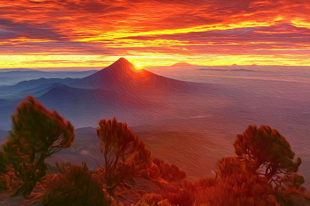 Acatenango Volcano Sunrise gallery canvas, unframed and in an espresso floating frame — Acatenango, Guatemala