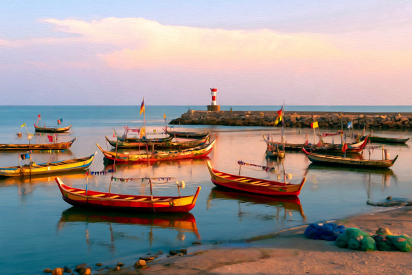 Accra Fishing Harbor Lighthouse, Accra watercolor canvas