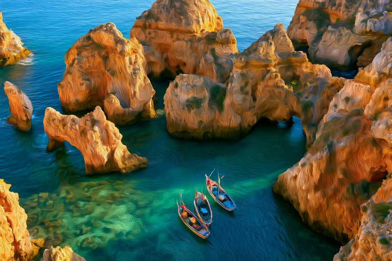 Rocky Coastal Sea Caves, Algarve canvas