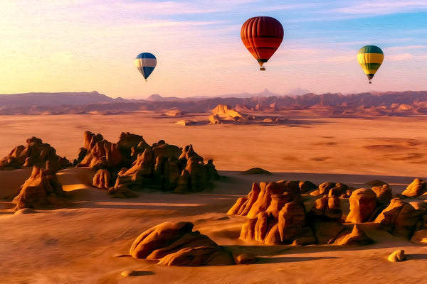 AlUla Desert Rock Formations, AlUla watercolor canvas