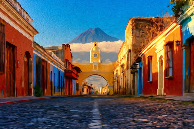 Santa Catalina Arch Antigua, Antigua watercolor canvas