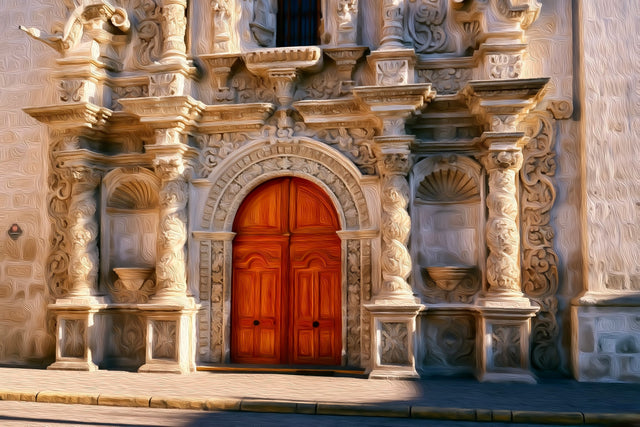 Arequipa Cathedral Portal Facade, Arequipa watercolor canvas