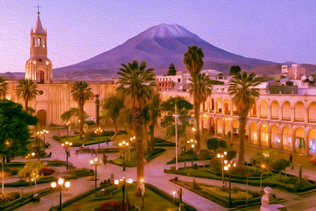 Plaza de Armas Arequipa, Arequipa watercolor canvas