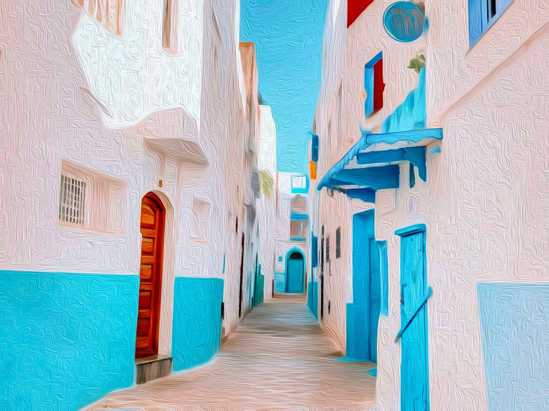 Blue Alleyway Streets, Asilah canvas