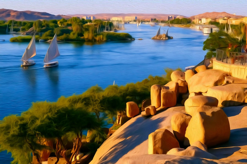 Nile River Feluccas Aswan, Aswan canvas