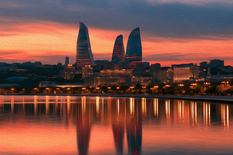 Baku Bayfront Flame Towers View, Baku canvas