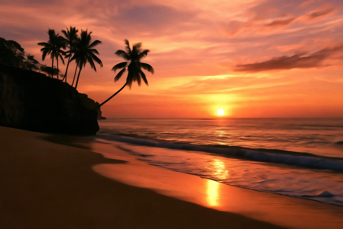 Bali Tropical Beach Sunset gallery canvas, unframed and in an espresso floating frame — Bali, Indonesia