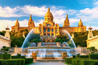 Barcelona watercolor canvas