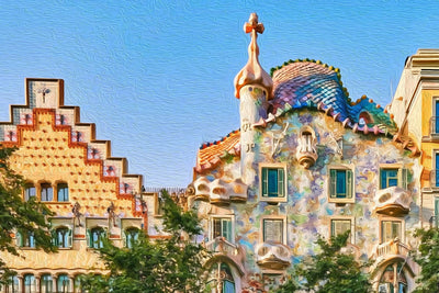 Barcelona watercolor canvas