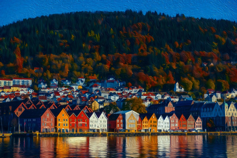 Bryggen Harbour Waterfront, Bergen canvas