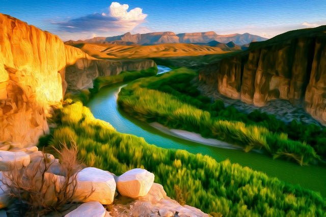 Rio Grande Big Bend Canyon, Big Bend National Park watercolor canvas