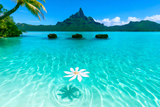 Mount Otemanu Lagoon Bora Bora, Bora Bora watercolor canvas