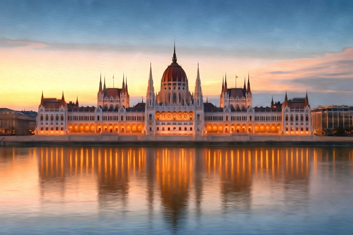 Hungarian Parliament Building Budapest gallery canvas, unframed and in an espresso floating frame — Budapest, Hungary