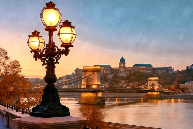 Chain Bridge Danube Budapest, Budapest watercolor canvas