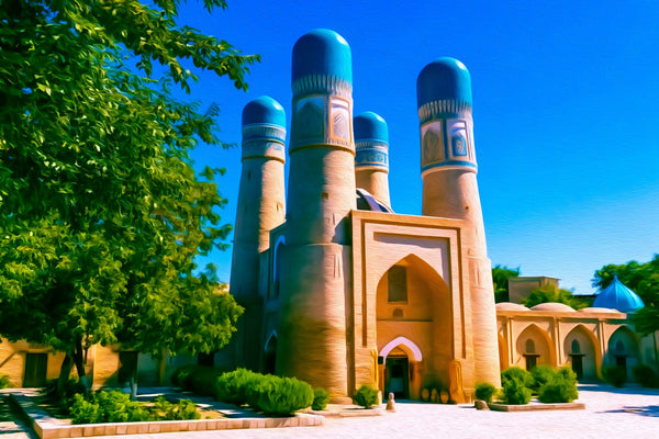 Chor Minor Madrassa Bukhara, Bukhara watercolor canvas