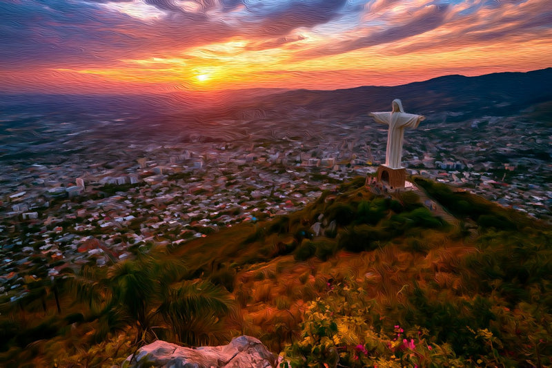 Cristo Rey at Sunset, Cali canvas