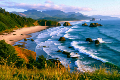 Cannon Beach watercolor canvas