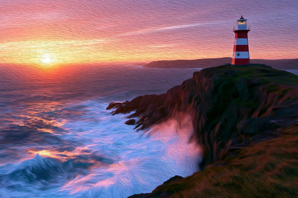 Cape St. Mary's Lighthouse Cliffs, St. John’s watercolor canvas