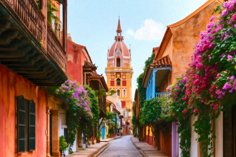 Cathedral Clock Tower Street, Cartagena canvas
