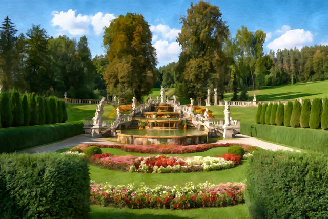 Cesky Krumlov Baroque Garden, Cesky Krumlov watercolor canvas
