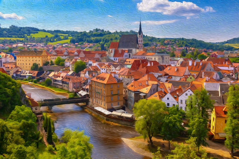 Historic Town and River, Cesky Krumlov canvas