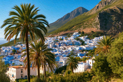 Chefchaouen watercolor canvas